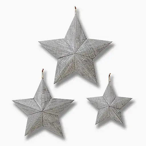 Set of Three Large Grey Wooden Stars Wall Art - The Furniture Mega Store 