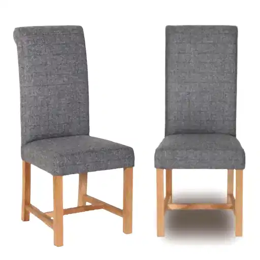 Edwin Rollback Harris Tweed Dining Chair - Choice Of Tweed & Legs - The Furniture Mega Store