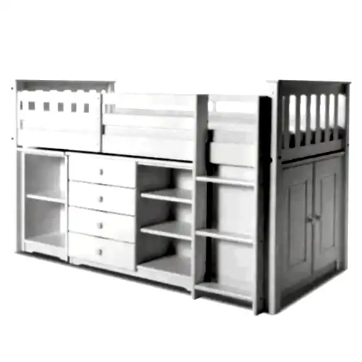 Porto Midi Sleeper with Desk, Chest & Bookcase White - The Furniture Mega Store