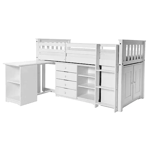 Porto Midi Sleeper with Desk, Chest & Bookcase White - The Furniture Mega Store