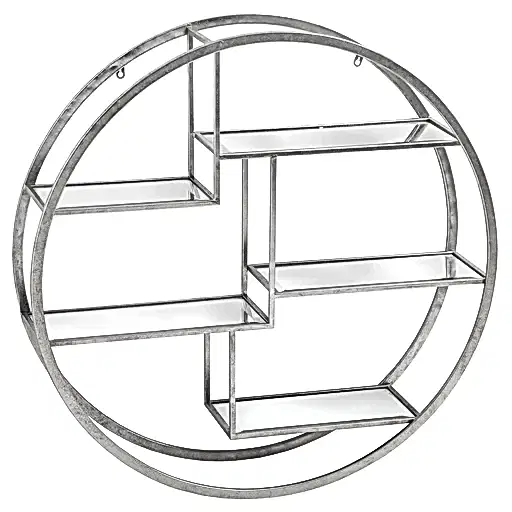 Large Circular Silver Wall Hanging Multi Shelf - The Furniture Mega Store 