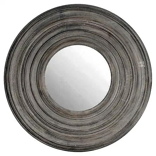 Grey Painted Round Textured Wall Mirror 60cm - The Furniture Mega Store 