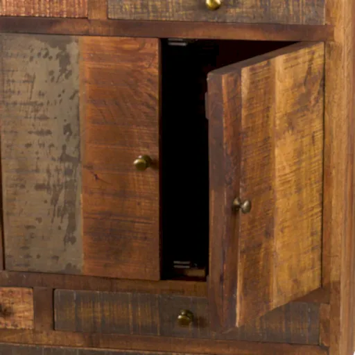 Multi Draw Reclaimed Industrial Merchant Chest With Brass Handles - The Furniture Mega Store 