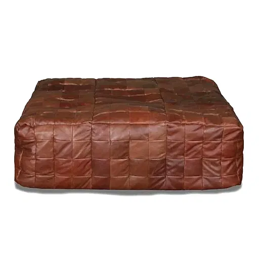 Large Vintage Leather Slab Bean Bag - The Furniture Mega Store 