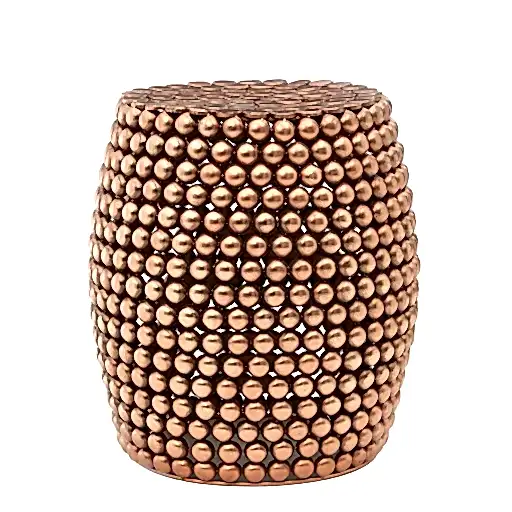 Templar Copper Beaded Barrel Side Table - The Furniture Mega Store 