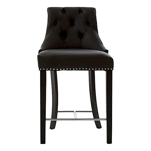 Regents Park Bar Chair - Black Leather - The Furniture Mega Store
