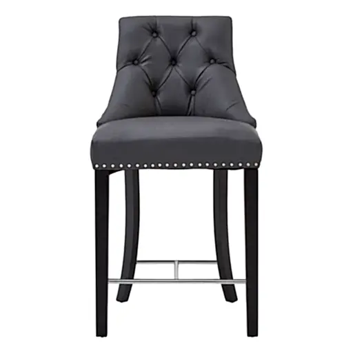 Regents Park Bar Chair - Grey Leather - The Furniture Mega Store