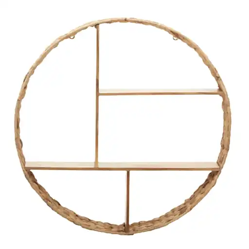 Arlies Circular Water Hyacinth Wall Shelf - The Furniture Mega Store 
