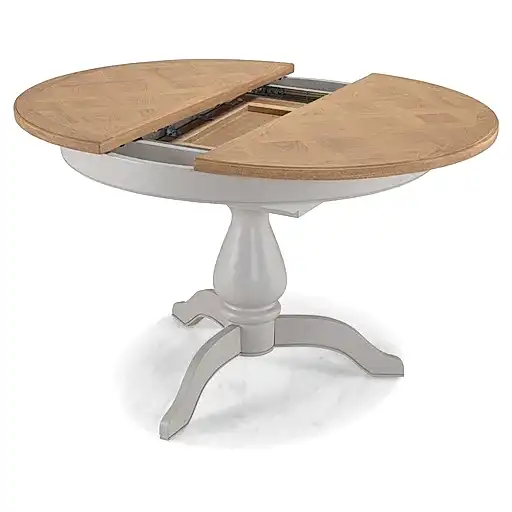 Sunbury Oak And Grey Painted 110 cm Round to Oval Extending Dining Table - The Furniture Mega Store
