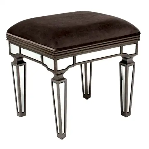 Vida Living Jessica Champagne Mirrored Dressing Table Stool - The Furniture Mega Store 
