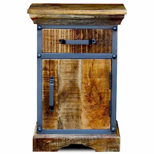 Metro Mango Wood 1 Door Side Table - The Furniture Mega Store 