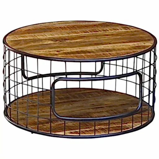 Metro Mango Wood Large Round Coffee Table - The Furniture Mega Store 