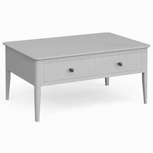 Capri Silver Grey Coffee Table, Storage with 2 Drawers - The Furniture Mega Store 