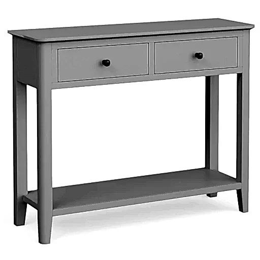 Capri Silver Grey Console Table, 2 Drawers for Narrow Hallway - The Furniture Mega Store 