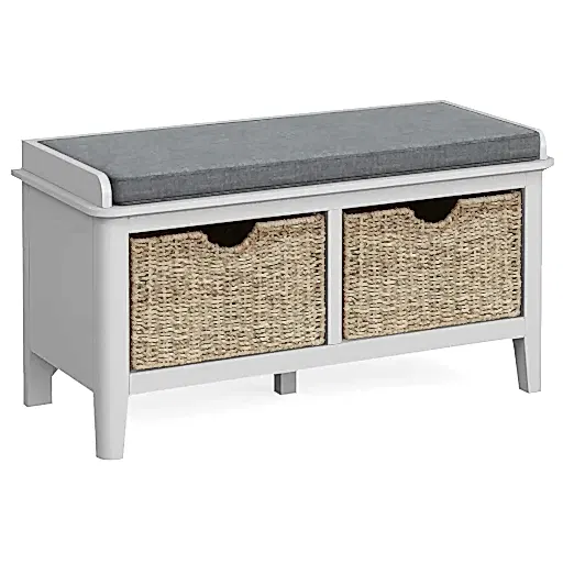 Capri Silver Grey Storage Bench with Baskets - The Furniture Mega Store 