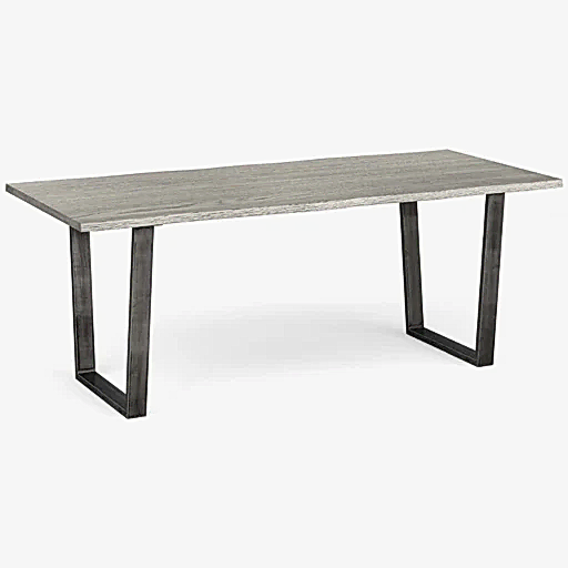 Dalston Grey Oak Dining Table, Seats 8 Diners 200cm Live Edge Top with Industrial Style Black Metal U Legs - The Furniture Mega Store