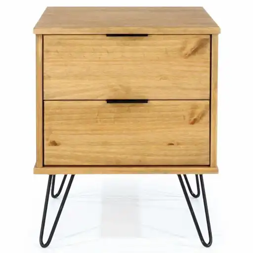 Augusta Pine Bedside Cabinet with Hairpin Legs - The Furniture Mega Store 