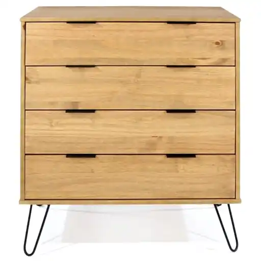 Augusta Pine 4 Drawer Chest with Hairpin Legs - The Furniture Mega Store 