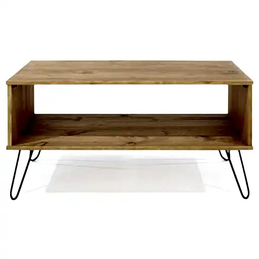 Augusta Pine Open Coffee Table with Hairpin Legs - The Furniture Mega Store 