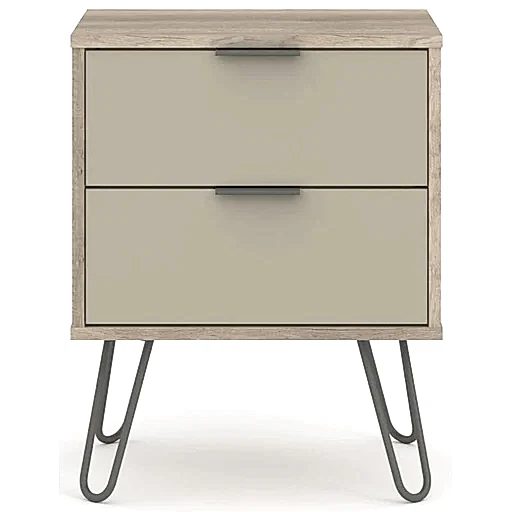 Augusta Driftwood Bedside Cabinet with Hairpin Legs - The Furniture Mega Store 