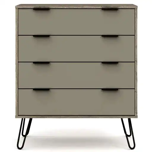Augusta Driftwood 4 Drawer Chest with Hairpin Legs - The Furniture Mega Store 