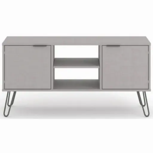 Augusta Grey 2 Door TV Unit with Hairpin Legs - The Furniture Mega Store 