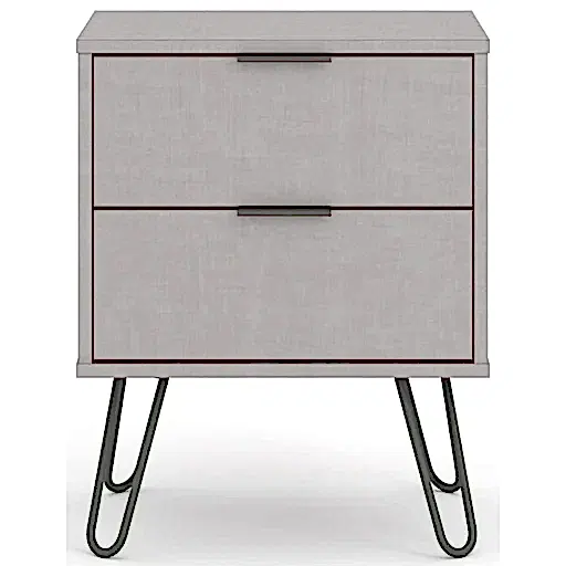 Augusta Grey Bedside Cabinet with Hairpin Legs - The Furniture Mega Store 