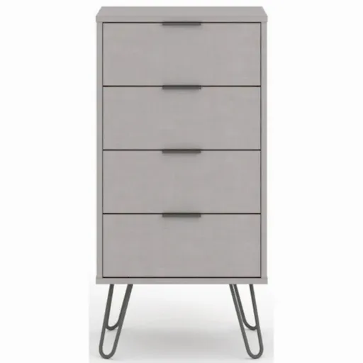 Augusta Grey 4 Drawer Narrow Chest with Hairpin Legs - The Furniture Mega Store 
