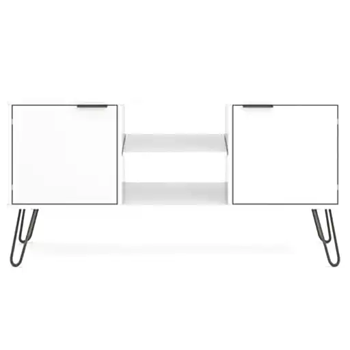 Augusta White 2 Door TV Unit with Hairpin Legs - The Furniture Mega Store 