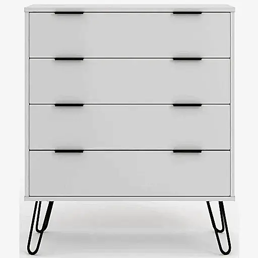 Augusta White 4 Drawer Chest with Hairpin Legs - The Furniture Mega Store 