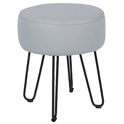 Aspen Grey Faux Leather Round Stool with Hairpin Legs - The Furniture Mega Store 