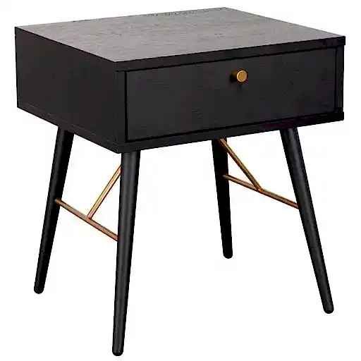 Vida Living Barcelona Black Bedside Table - The Furniture Mega Store 