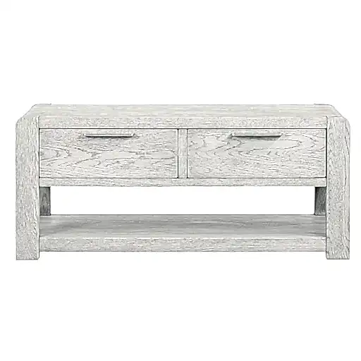 Flora Grey Washed Oak Coffee Table, Storage with 2 Drawers - The Furniture Mega Store 