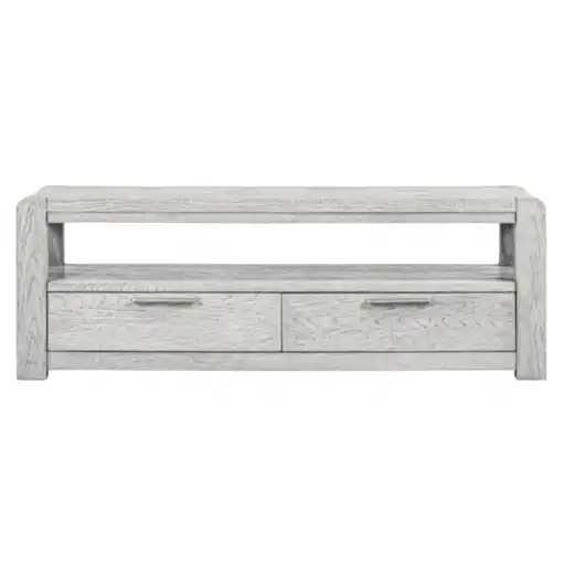 Flora Grey Washed Oak Large TV Unit, 140cm W with Storage for Television Upto 55in Plasma - The Furniture Mega Store 