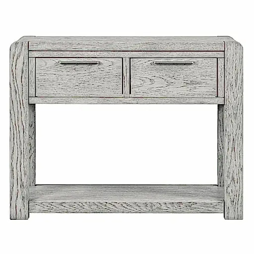 Flora Grey Washed Oak Console Table, 100cm width with 2 Drawers - The Furniture Mega Store 