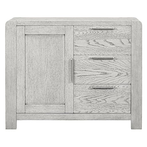 Flora Grey Washed Oak Sideboard, 98.5cm W with 1 Door 3 Drawers - The Furniture Mega Store 