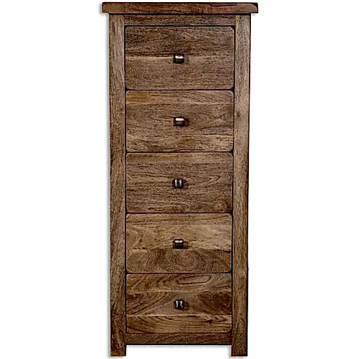 Bombay Mango Wood 5 Drawer Tall Chest - The Furniture Mega Store 