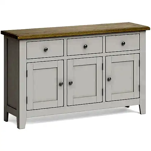 Cross Country Grey and Oak Large Sideboard with 3 Doors & 3 Drawers - The Furniture Mega Store