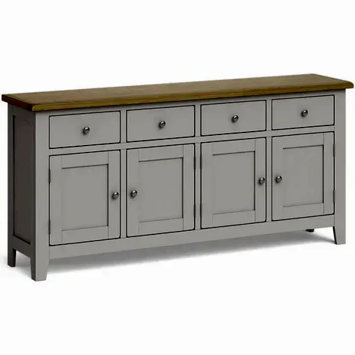 Cross Country Grey and Oak Extra Large Sideboard with 4 Doors & 4 Drawers - The Furniture Mega Store