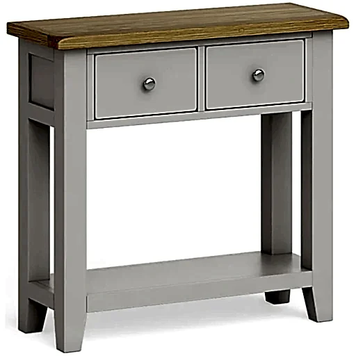 Cross Country Grey and Oak Console Table, 2 Drawers Hallway - The Furniture Mega Store 