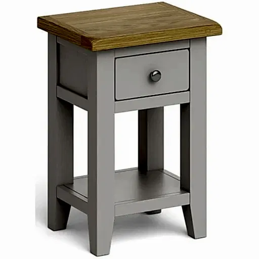 Cross Country Grey and Oak Lamp Table with 1 Drawer & 1 Shelf - The Furniture Mega Store 