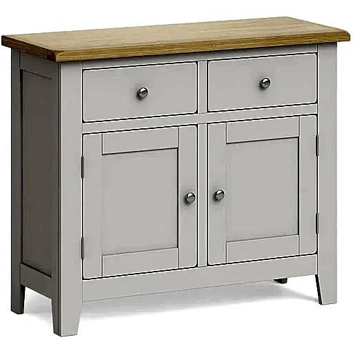 Cross Country Grey and Oak Small Sideboard with 2 Doors & 2 Drawers - The Furniture Mega Store 