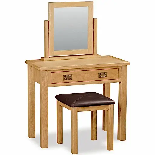 Addison Lite Natural Oak Dressing Table Set with Stool & Mirror - The Furniture Mega Store
