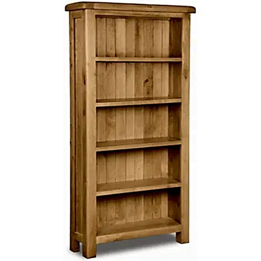 Addison Natural Oak Large Bookcase, 90cm Bookshelf with 4 Shelves - The Furniture Mega Store 