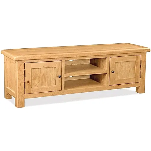 Addison Natural Oak Extra Large TV Unit, 150cm with Storage for Television Upto 55in Plasma - The Furniture Mega Store 