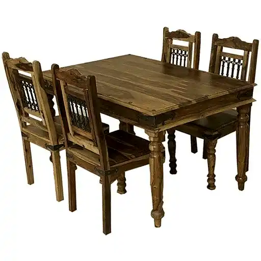 Thacket Sheesham Dining Table and 4 Chairs - The Furniture Mega Store
