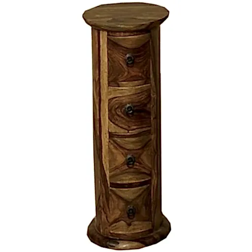 Thacket Sheesham 4 Drawer Round Chest - The Furniture Mega Store 