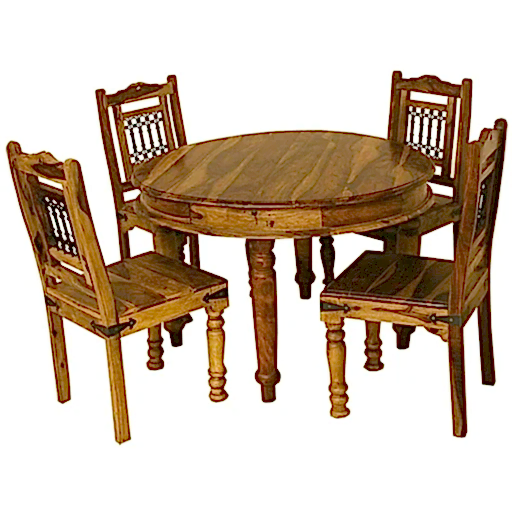 Thacket Sheesham Round Dining Table and 4 Chairs - The Furniture Mega Store