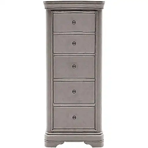 Vida Living Mabel Taupe Painted 5 Drawer Chest - The Furniture Mega Store 