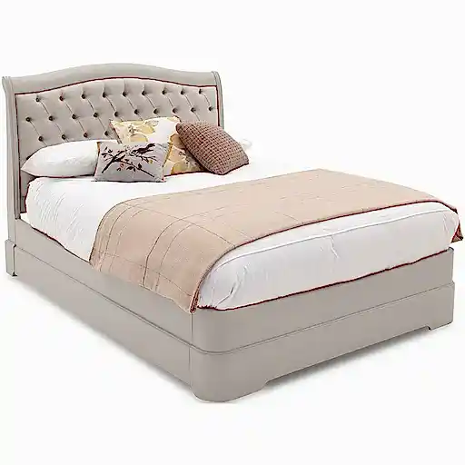 Vida Living Mabel Taupe Upholstered Bed - The Furniture Mega Store 